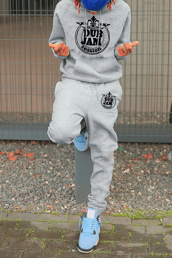 Herren Hoodie- und Jogginghose-Set mit stilvollem Grafikdruck Aliams