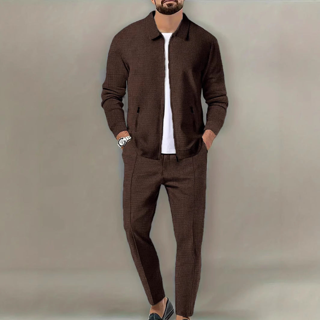 Herren Freizeitanzug mit modernem Strukturdesign und praktischen Taschen Aliams