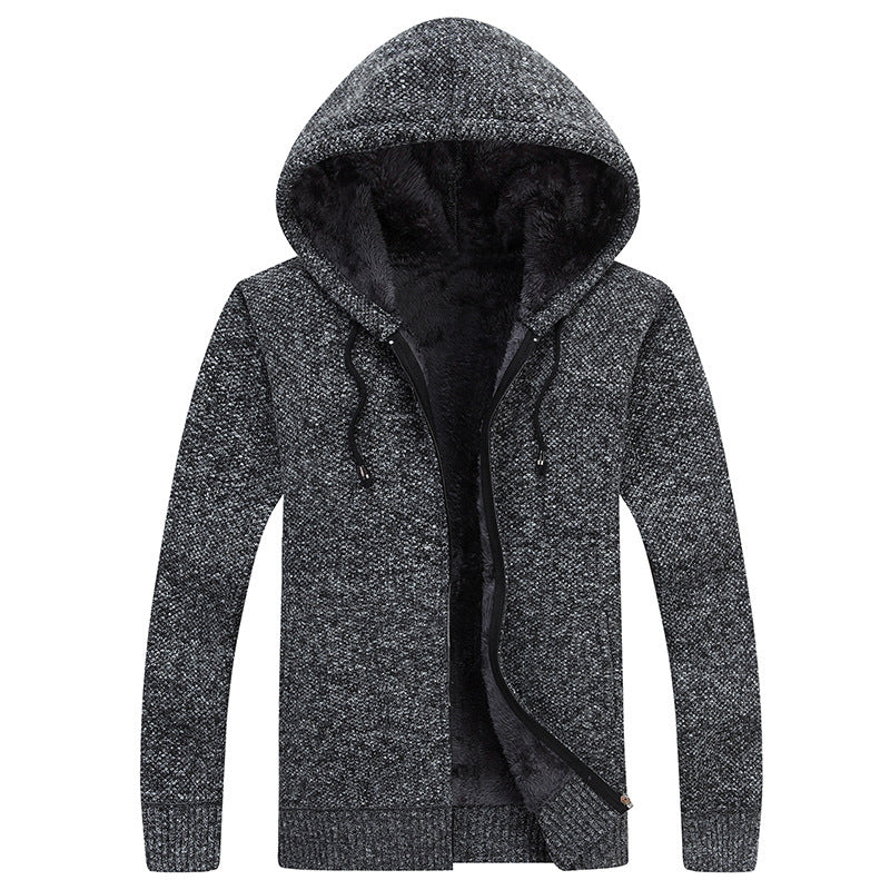 Herren bequeme Fleece-Jacke mit Kapuze und weichem Innenfutter Aliams