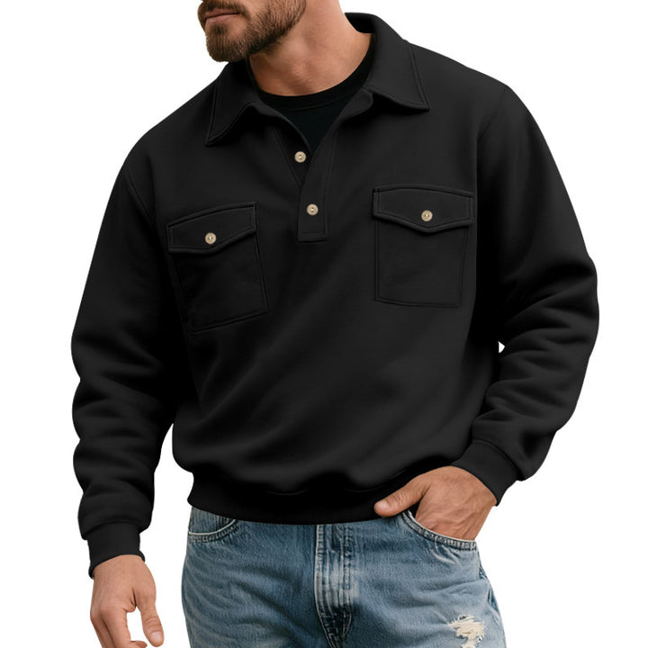 Herren komfortabler Pullover mit praktischen Brusttaschen Aliams