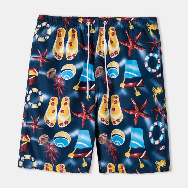 Herren Badeshorts mit lebhaftem maritimen Motiv und praktischer Schnürung Aliams