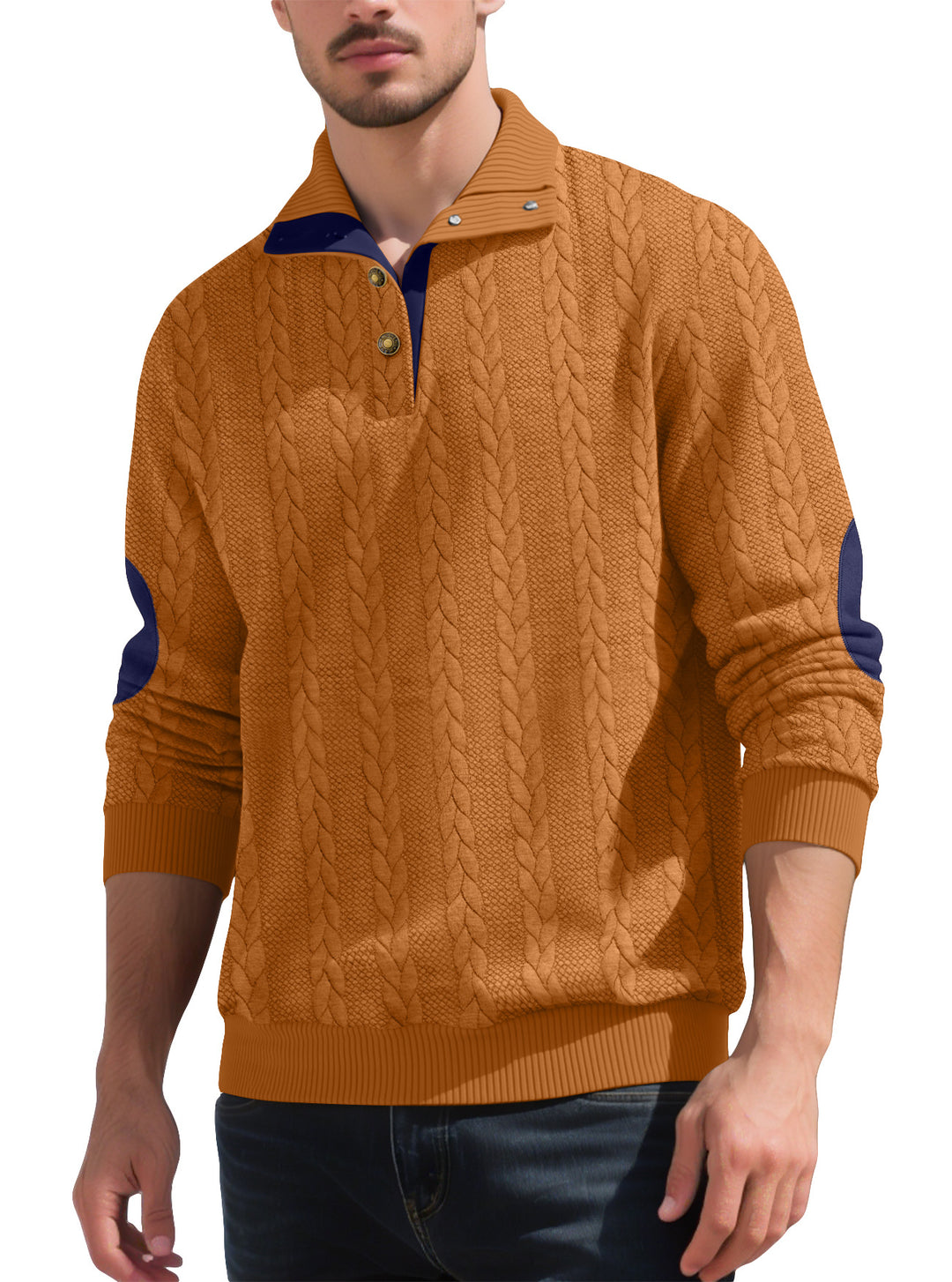 Herren hochwertiger Strickpullover mit modernen Kontrastdetails Aliams