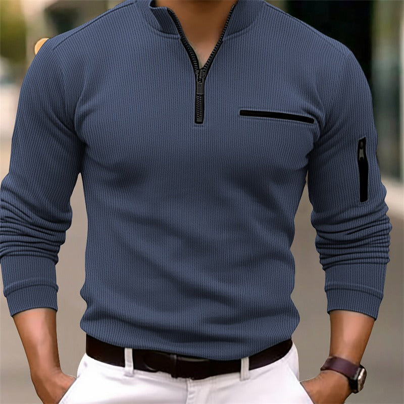 Herren Sportliches Langarm-Zip-Shirt Aliams