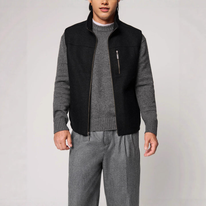 Herren robuste Weste aus hochwertiger Wolle mit zwei praktischen Taschen Aliams