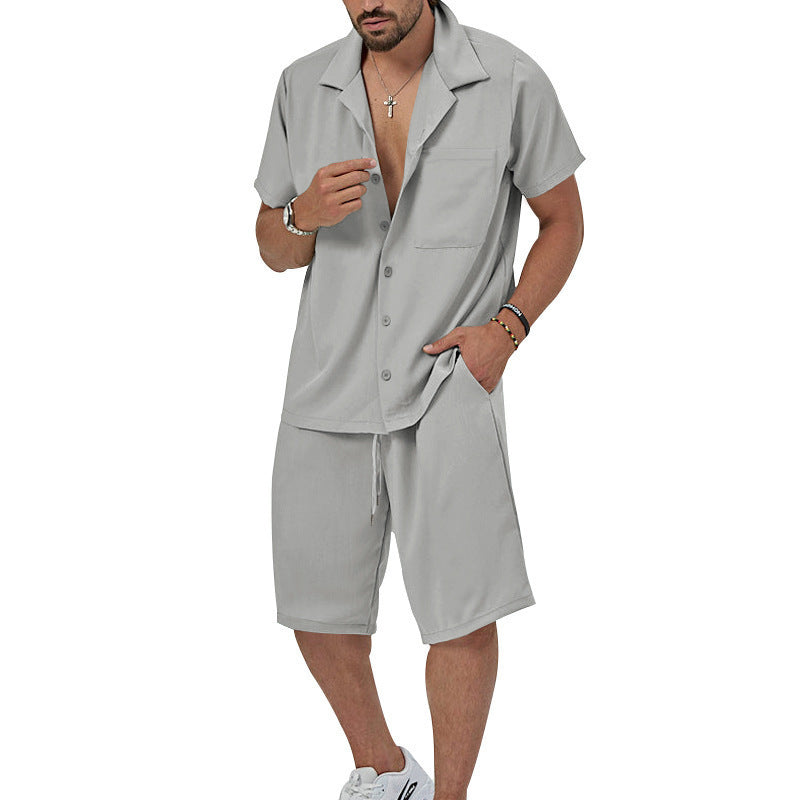 Herren Sommerliches Freizeit-Set mit Kurzarmhemd und lässigen Shorts Aliams