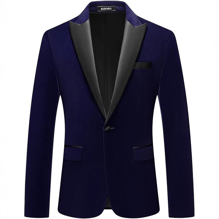 Herren eleganter Smokingblazer mit satinierter Revers und feiner Struktur Aliams