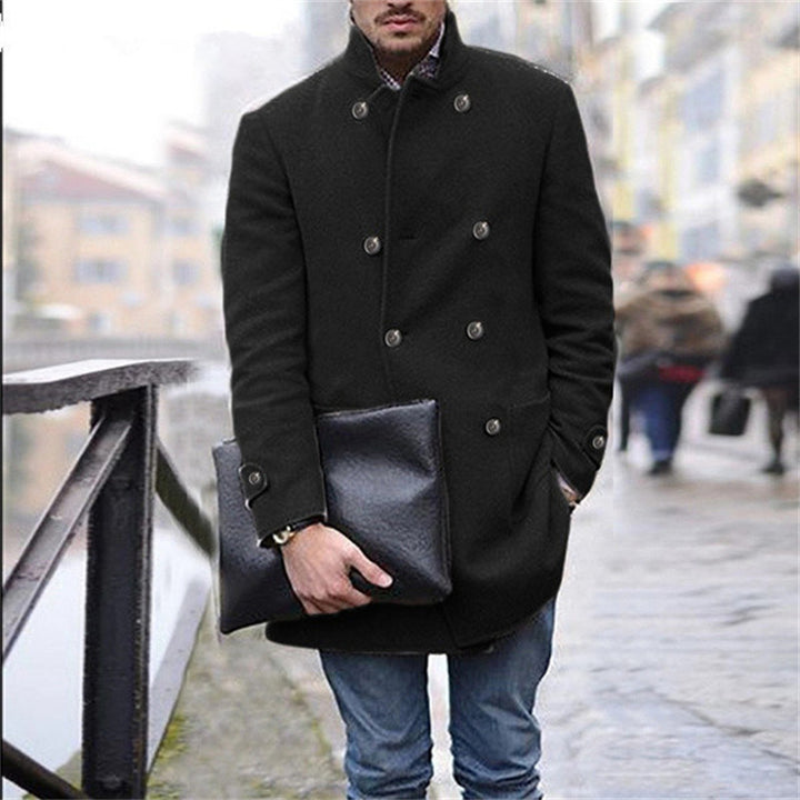 Herren eleganter Wintermantel mit doppelter Knopfleiste und wärmendem Innenfutter Aliams