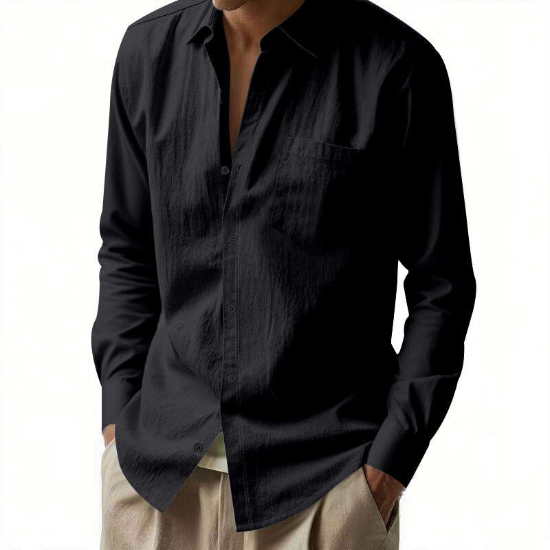 Herren elegantes Langarm-Hemd mit strukturiertem Design und praktischer Brusttasche Aliams