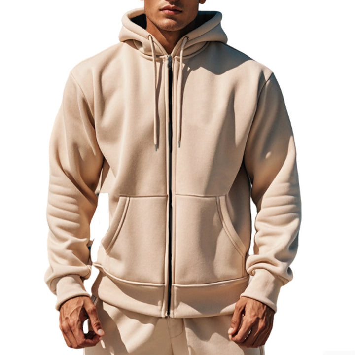 Herren gemütlicher Kapuzenpullover mit Reißverschluss und Taschen Aliams