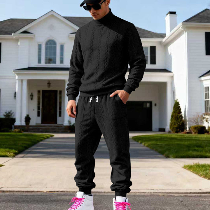 Herren Grobstrick Freizeitanzug mit hohem Kragen Aliams