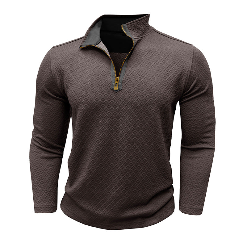 Herren Hochwertiger Langarm-Pullover mit Stehkragen Aliams