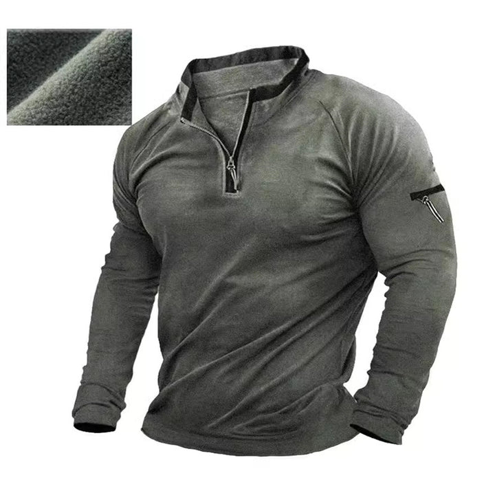 Herren Pullover mit halbem Reißverschluss und praktischen Taschen Aliams