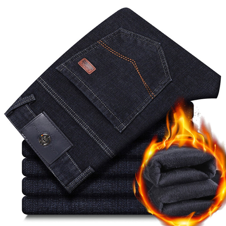 Herren warme gefütterte Jeanshose mit klassischem Schnitt Aliams