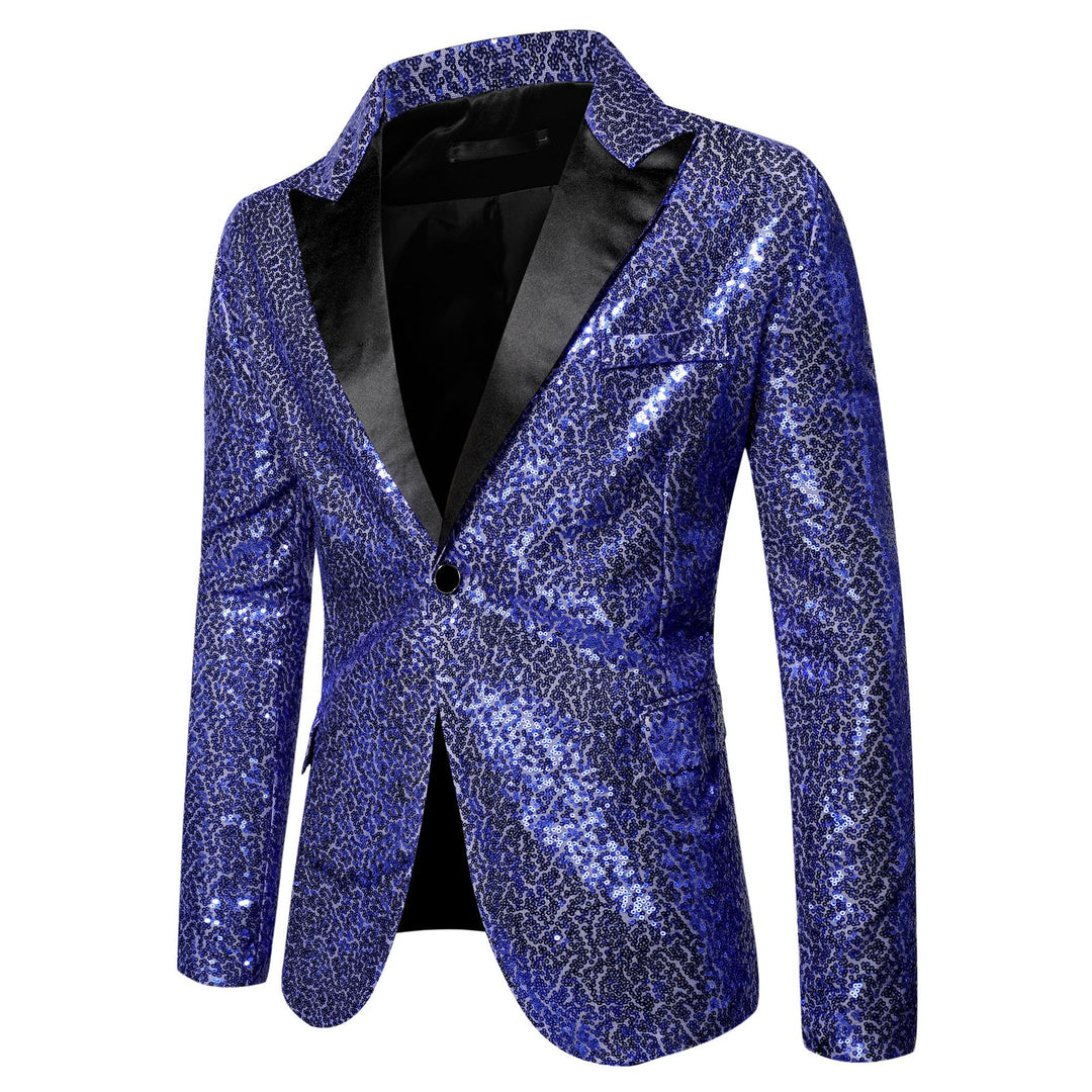 Herren extravagante Glitzer-Smokingjacke mit schwarzem Satinrevers Aliams