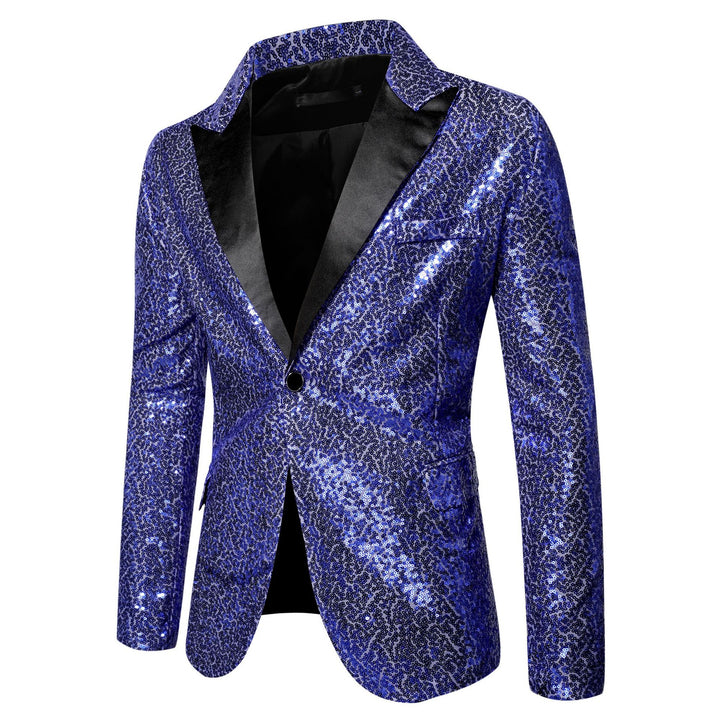 Herren extravagante Glitzer-Smokingjacke mit schwarzem Satinrevers Aliams