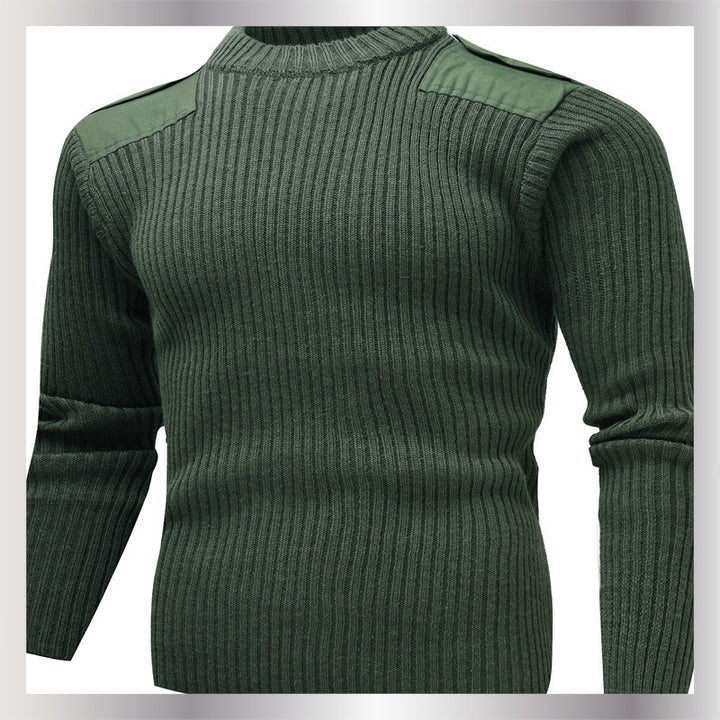 Herren Strickpullover mit V-Ausschnitt und dekorativen Schulterdetails Aliams