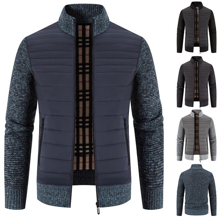 Herren gesteppte Hybridjacke mit Strickärmeln und modernem Stehkragen Aliams