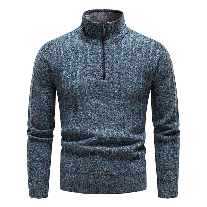 Herren eleganter Strickpullover mit kurzem Reißverschluss und strukturierter Oberfläche Aliams
