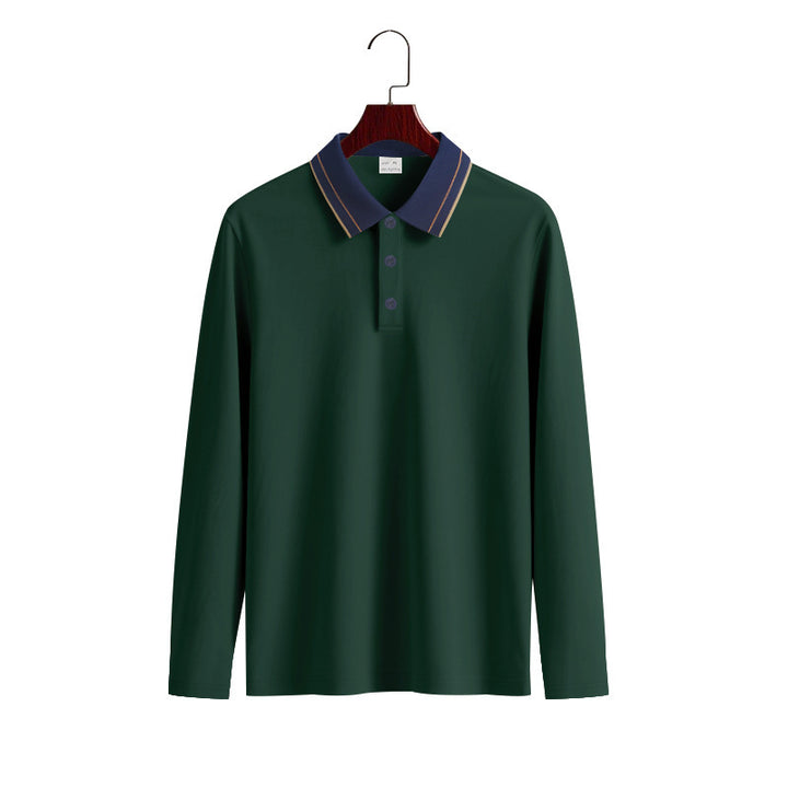 Herren Elegantes Langarm-Polohemd mit Kontrastkragen Aliams