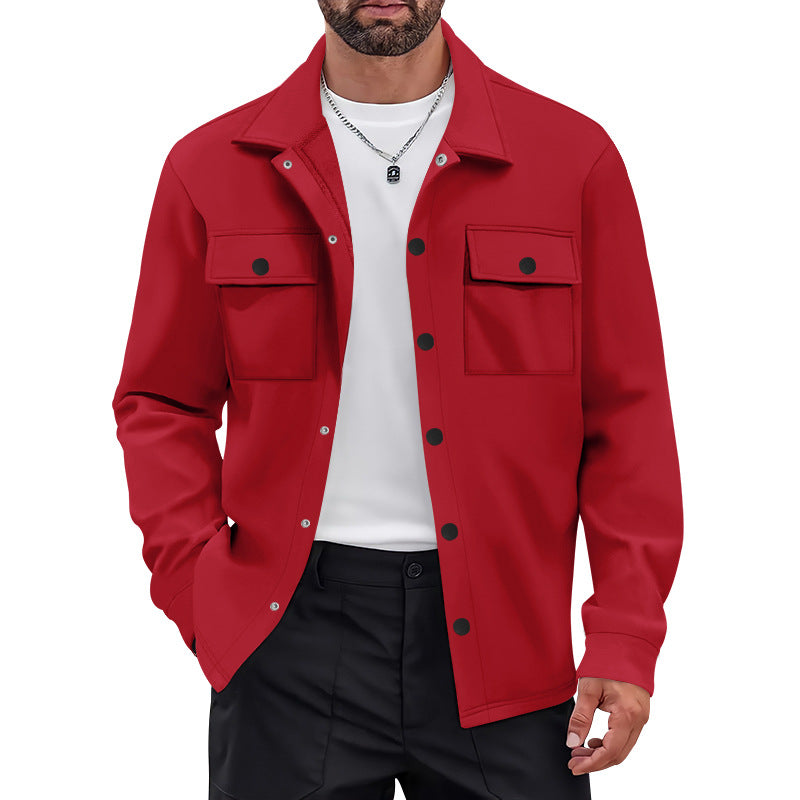 Herren vielseitige Flanelljacke mit aufgesetzten Taschen und modernem Schnitt Aliams