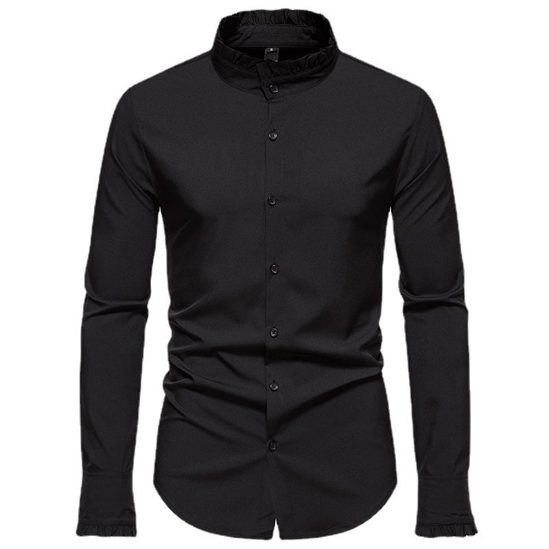 Herren Elegantes Langarmhemd mit Rüschendetails Aliams