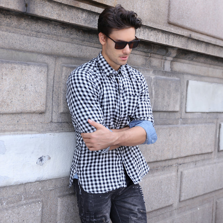 Herren Karomuster Hemd mit Brusttasche und lässigem Schnitt Aliams