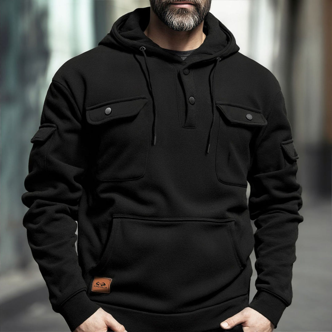 Herren Fleece-Hoodie mit praktischen Brusttaschen Aliams