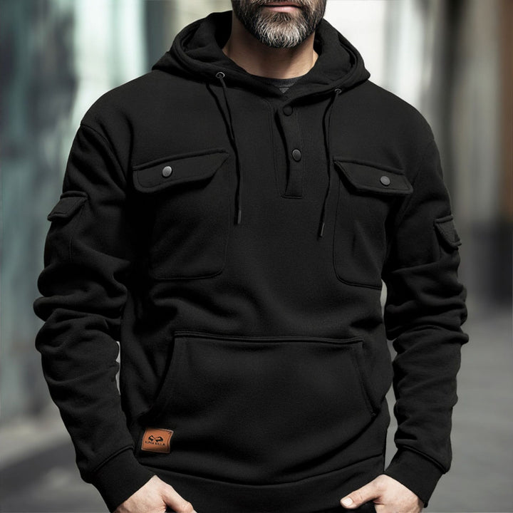 Herren Fleece-Hoodie mit praktischen Brusttaschen Aliams