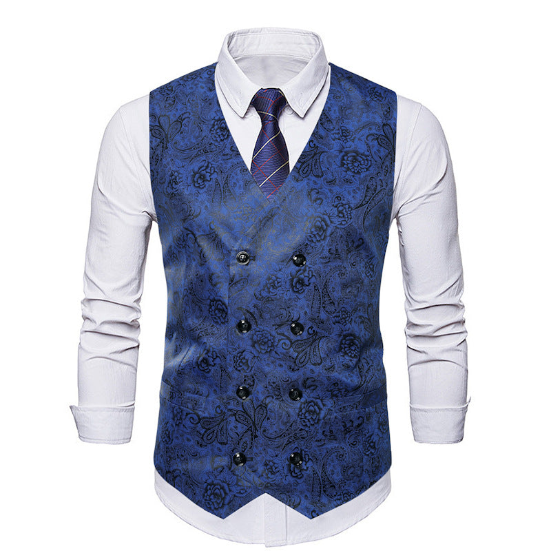 Herren elegante Weste mit floralem Design und Doppelreihe Aliams