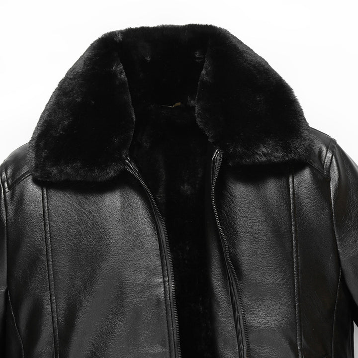 Herren warme Lammlederjacke mit gefüttertem Kragen Aliams