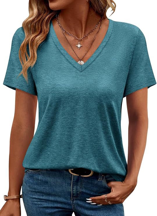 Damen V-Ausschnitt T-Shirt Aus Weichem Single Jersey Aliams