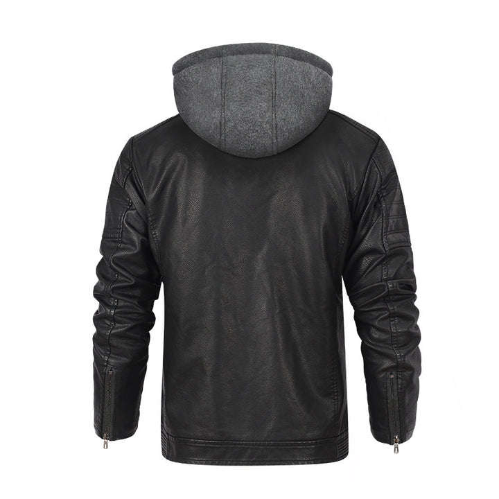 Herren Kunstlederjacke mit abnehmbarem Kapuzenfutter Aliams