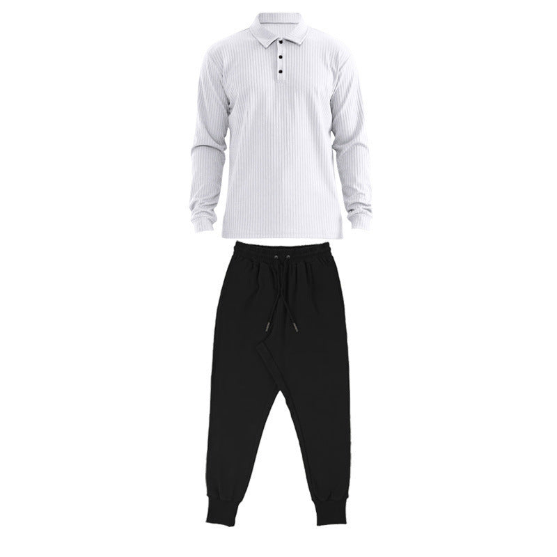 Herren Sportliches Langarm-Polo und Jogginghose Set Aliams