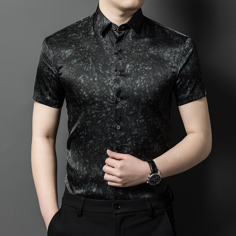 Herren Kurzarmhemd mit eleganter Marmor-Optik Aliams