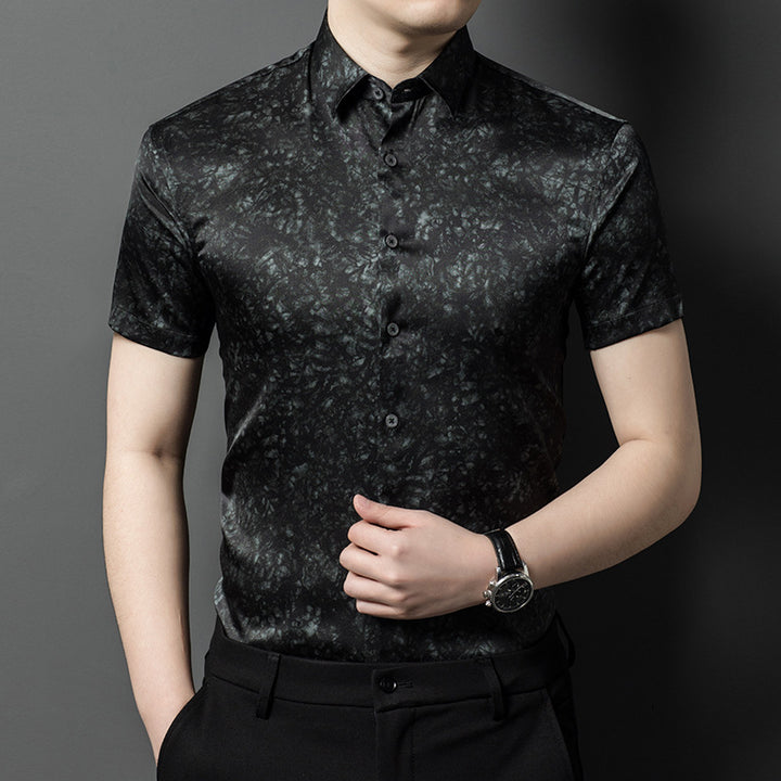 Herren Kurzarmhemd mit eleganter Marmor-Optik Aliams