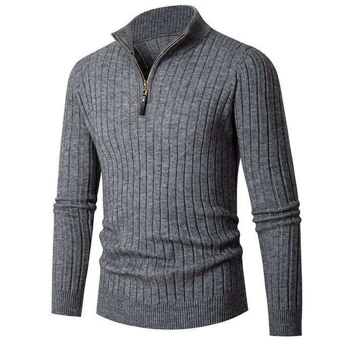 Herren Strickpullover mit stylischem Stehkragen und modernem Reißverschluss Aliams