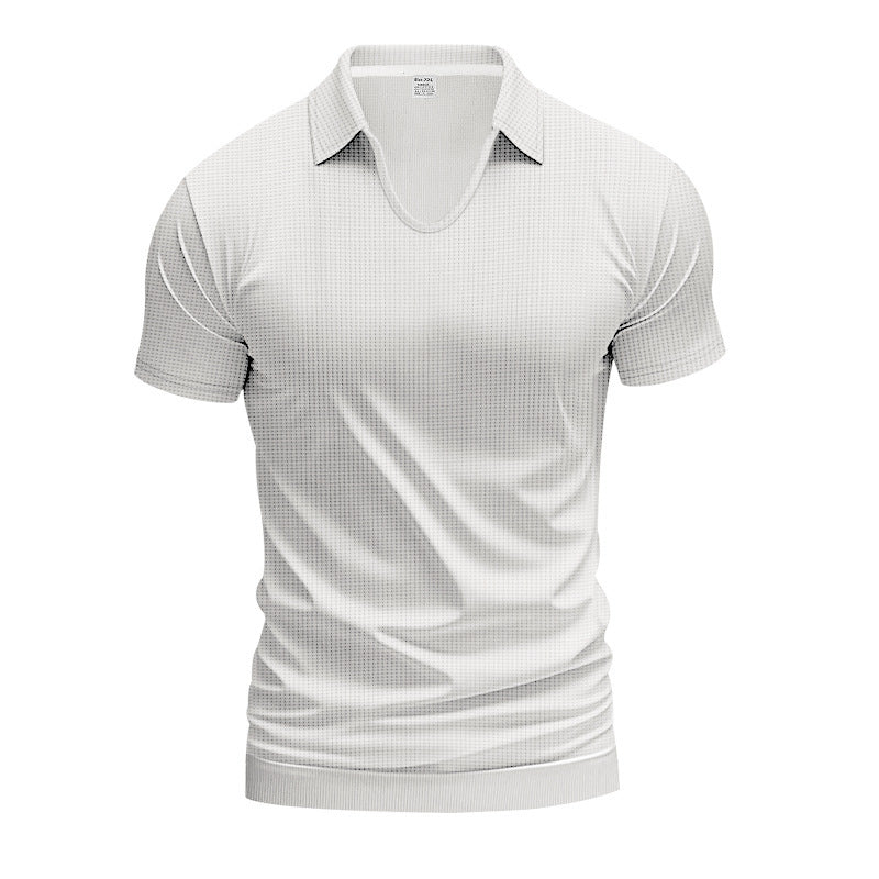 Herren kurzärmeliges Poloshirt mit strukturiertem Wabenmuster und modernem Schnitt Aliams