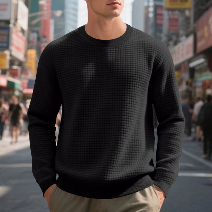 Herren warmer Pullover mit strukturiertem Gewebe und Rundhalsausschnitt Aliams