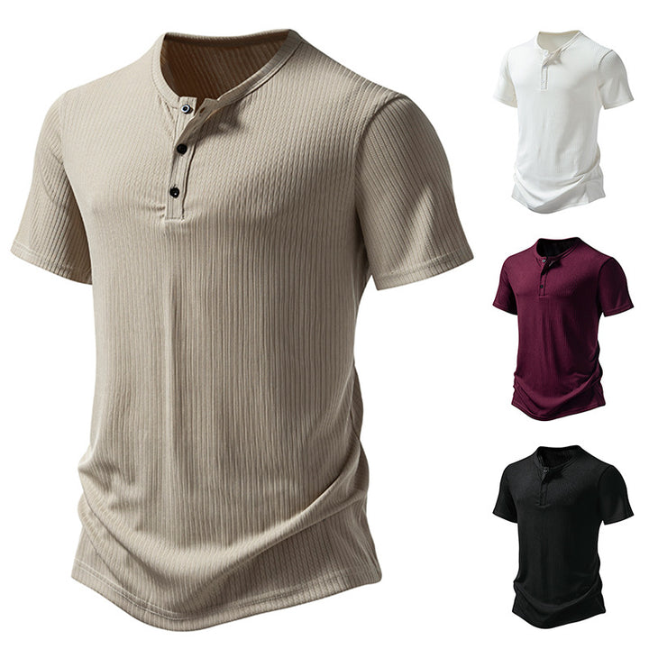 Herren Kurzarm-Henley-Shirt mit strukturiertem Design Aliams