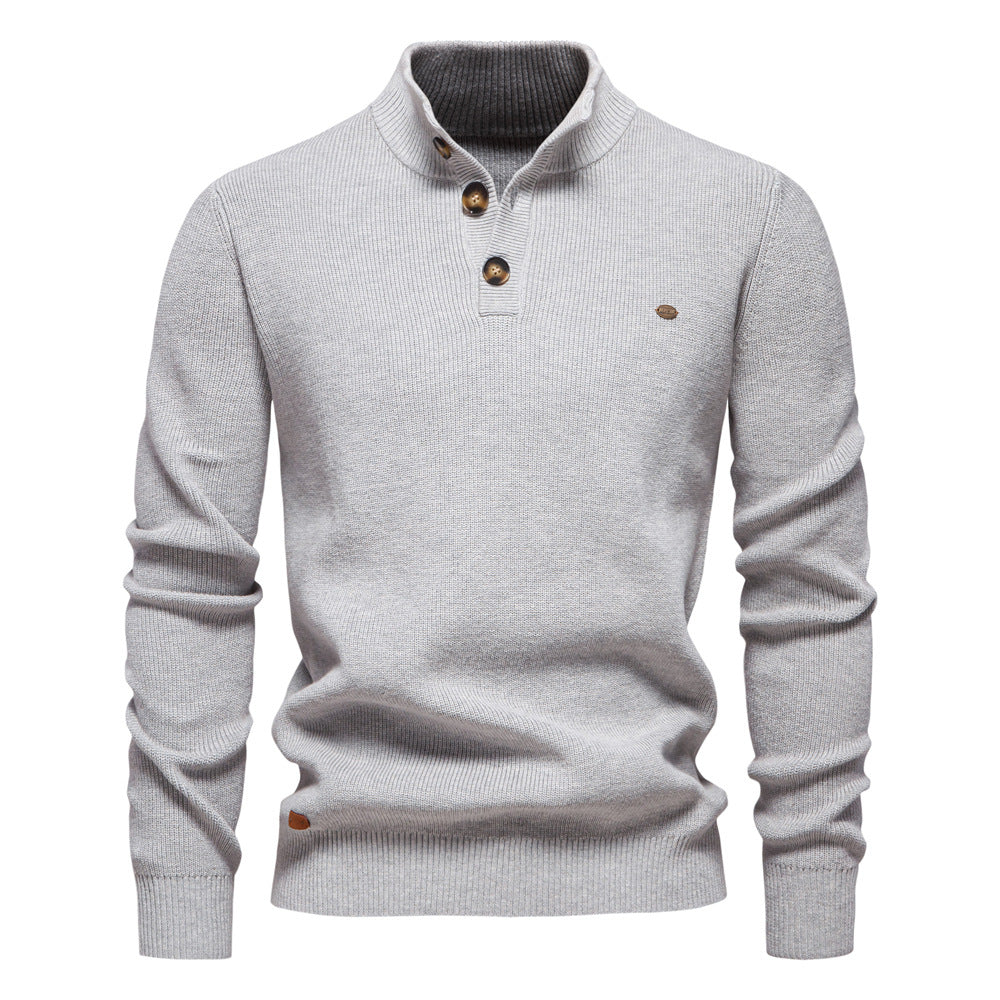 Herren Pullover mit Knopfleiste und strukturiertem Muster Aliams