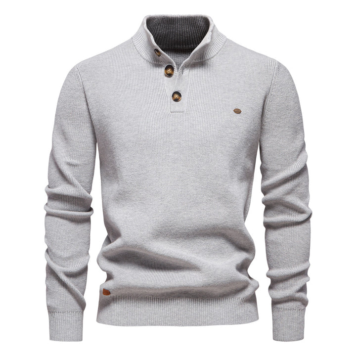 Herren Pullover mit Knopfleiste und strukturiertem Muster Aliams