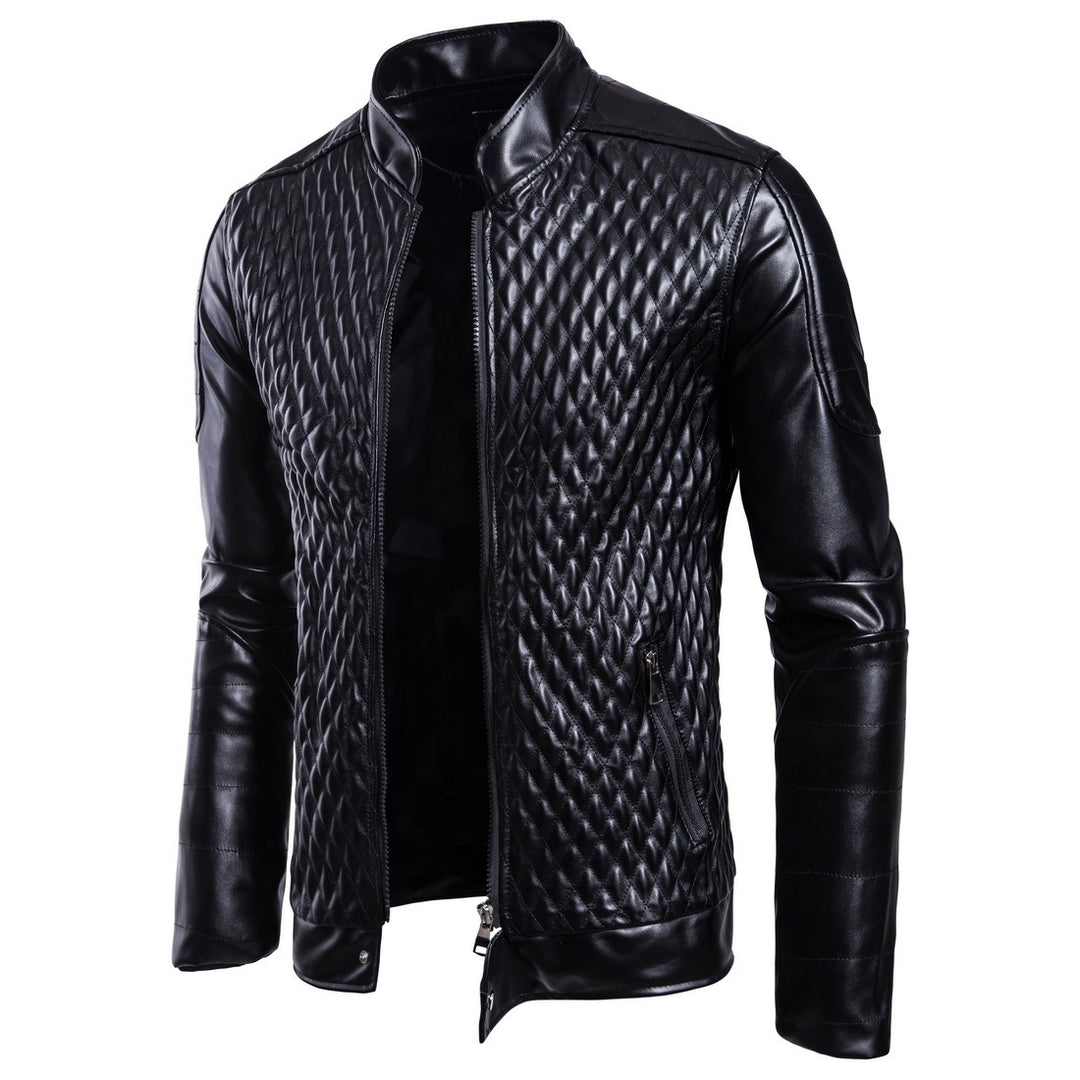 Herren stylische gesteppte Lederjacke Aliams