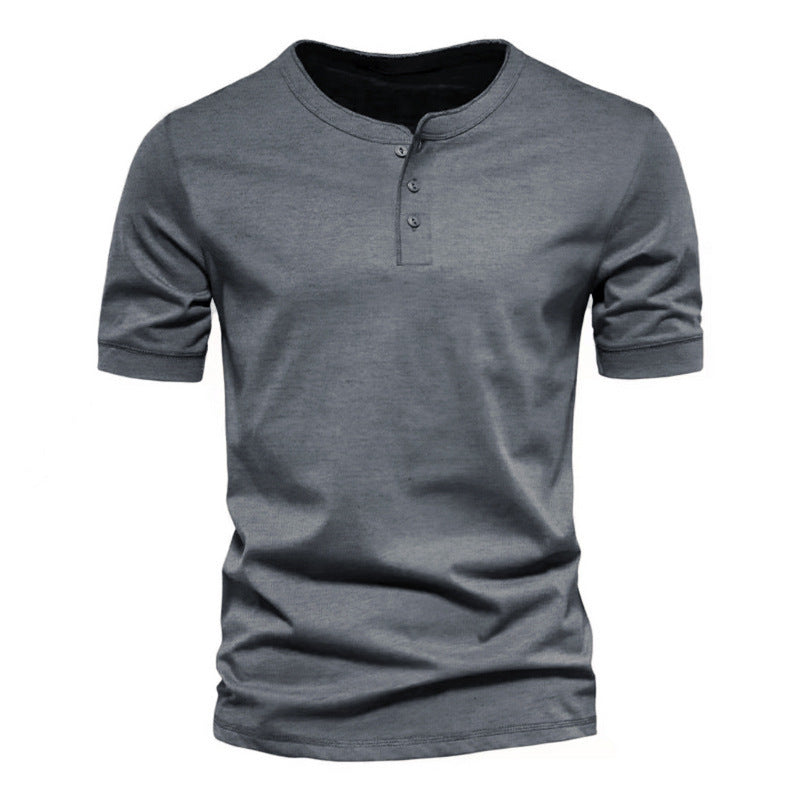 Herren stilvolles Kurzarm-Henley-Shirt aus atmungsaktiver Baumwolle Aliams