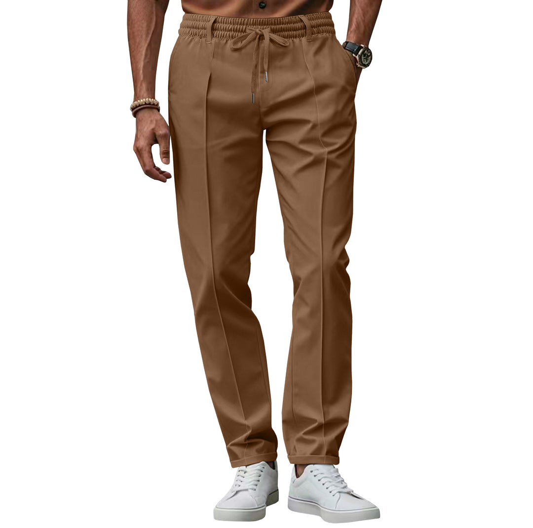 Herren elegante Chino-Hose mit elastischem Bund und seitlichen Taschen Aliams