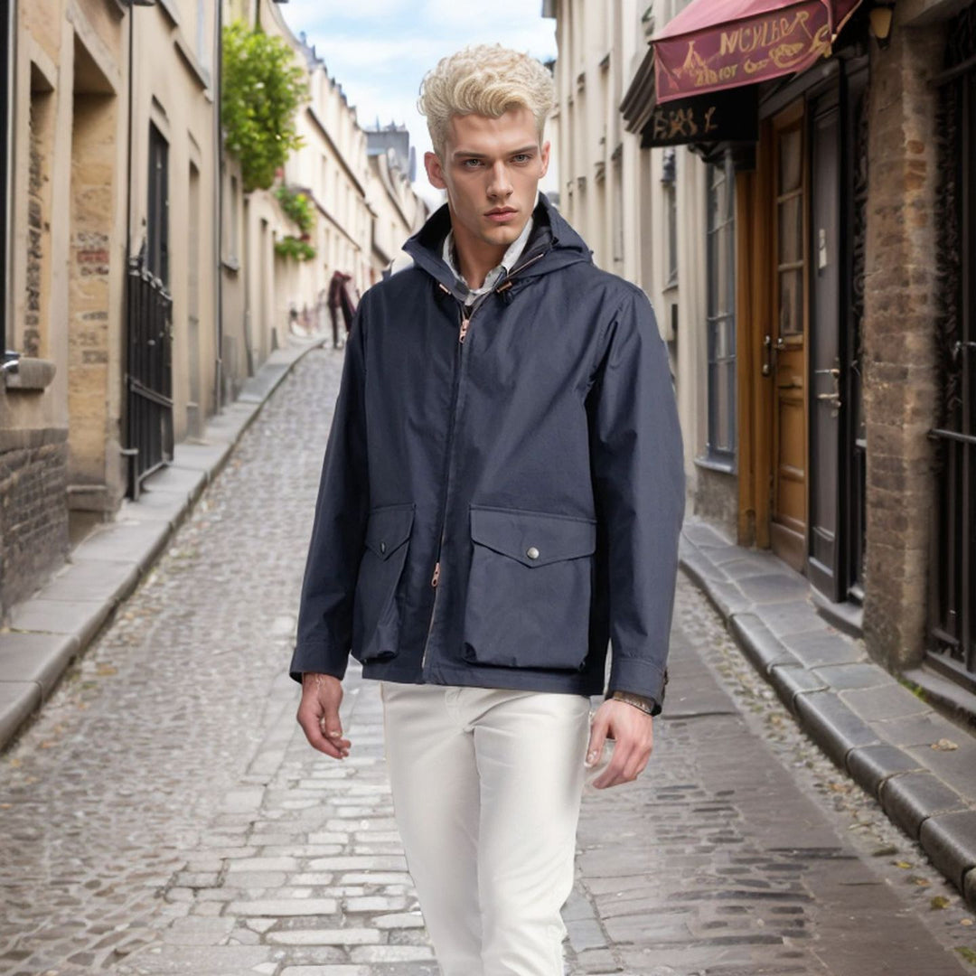 Herren funktionale Übergangsjacke mit verstellbarem Kapuzenkragen Aliams