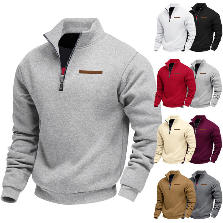 Herren sportlicher Fleece-Pullover mit halbem Reißverschluss Aliams