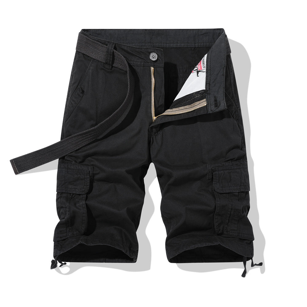 Herren vielseitige Cargo-Shorts mit praktischen Seitentaschen und verstellbarem Gürtel Aliams