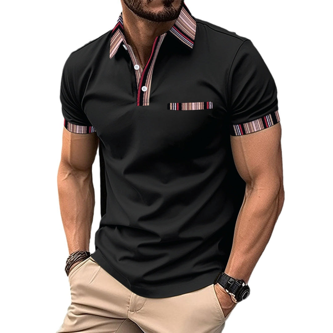 Herren Poloshirt mit modischem Streifenkragen Aliams