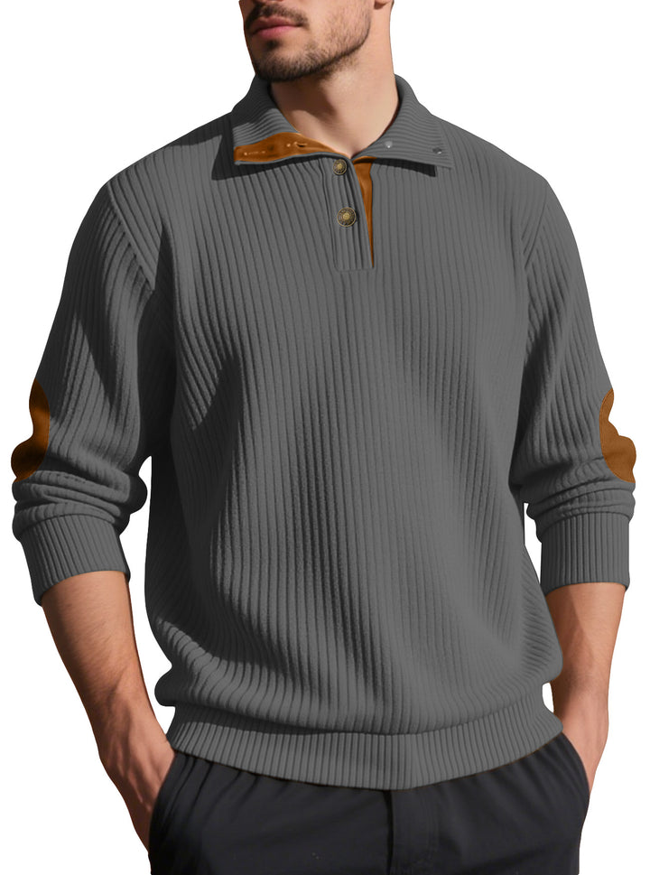 Herren Strickpullover mit einzigartigem Knopfdetails und Rippstruktur Aliams