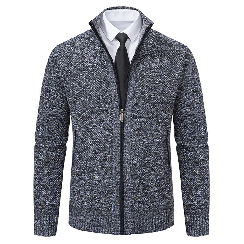 Herren elegante Strickjacke mit hohem Kragen und praktischem Reißverschluss Aliams
